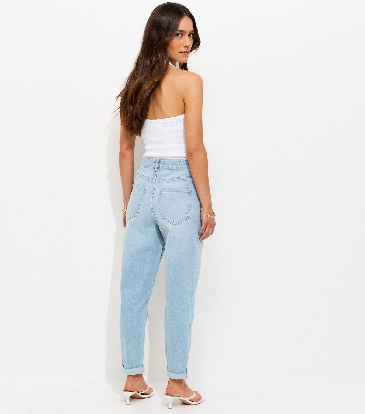New Look Women's Petite Light Blue High Waist Mom Jeans New Look - 4