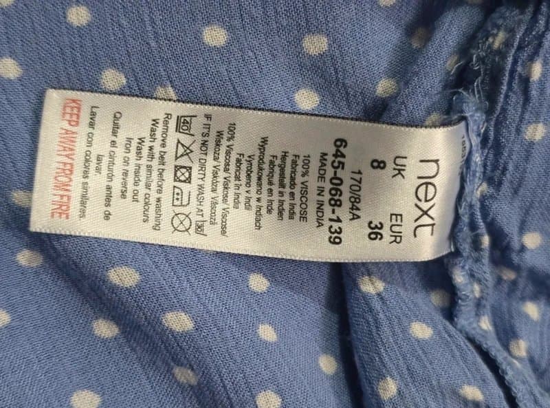 Next Next Blue & White Polka Dot Button‑Through Midi Dress – Size 8