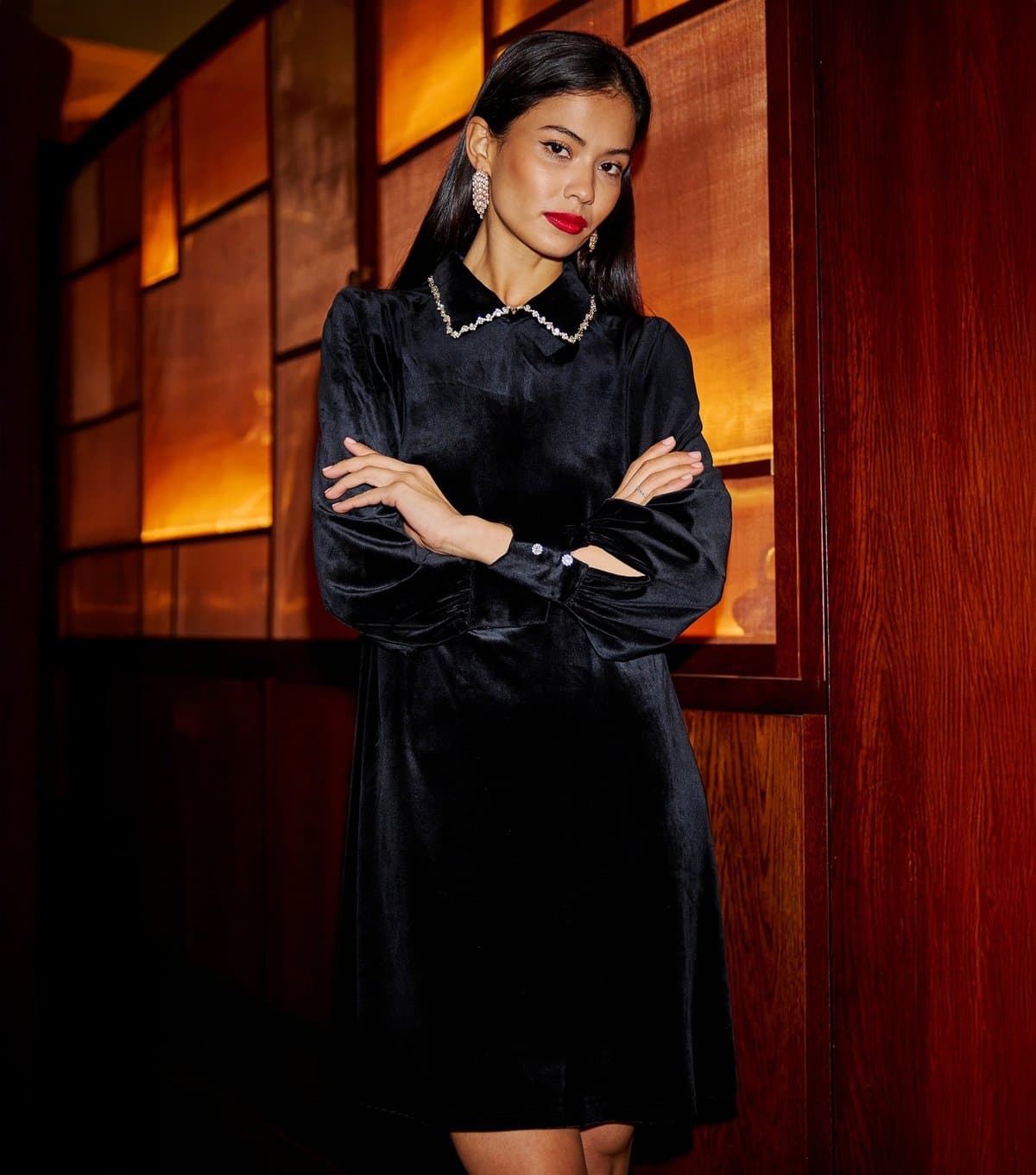 Yumi Women's Black Long Sleeve Tunic Dress Yumi New Look