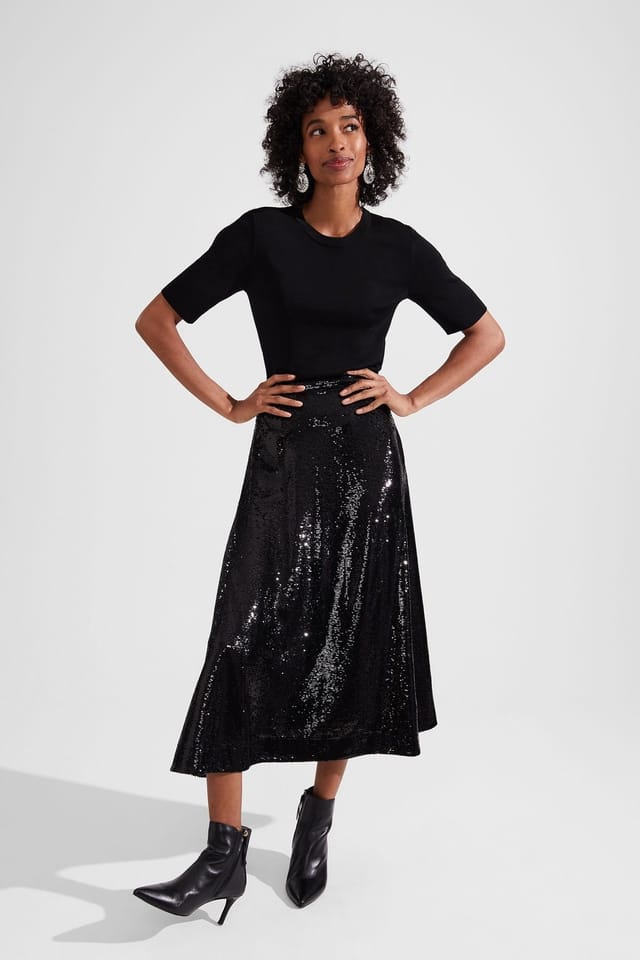Hobbs London Hobbs London Women's Greta Sequin Skirt in Jet Black - 3