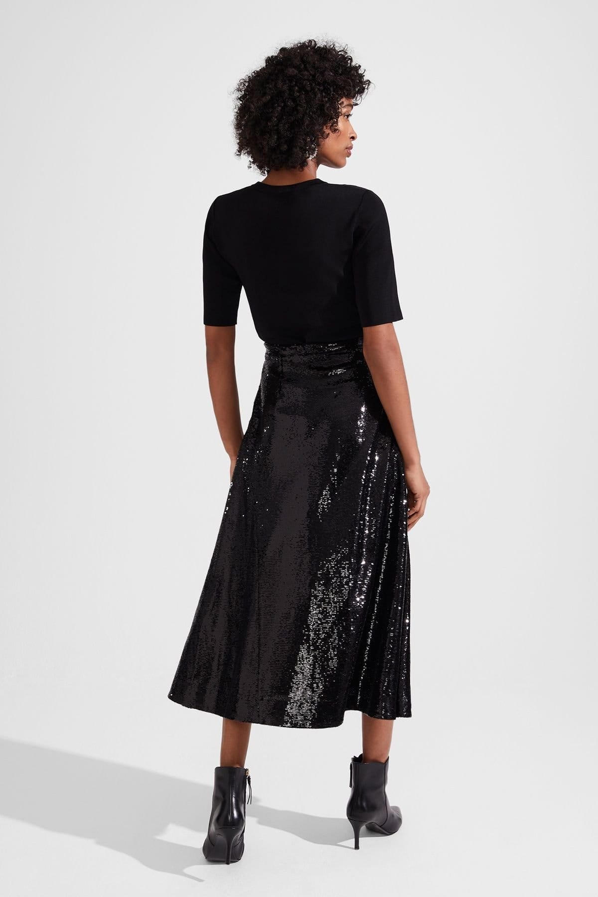 Hobbs London Hobbs London Women's Greta Sequin Skirt in Jet Black - 4