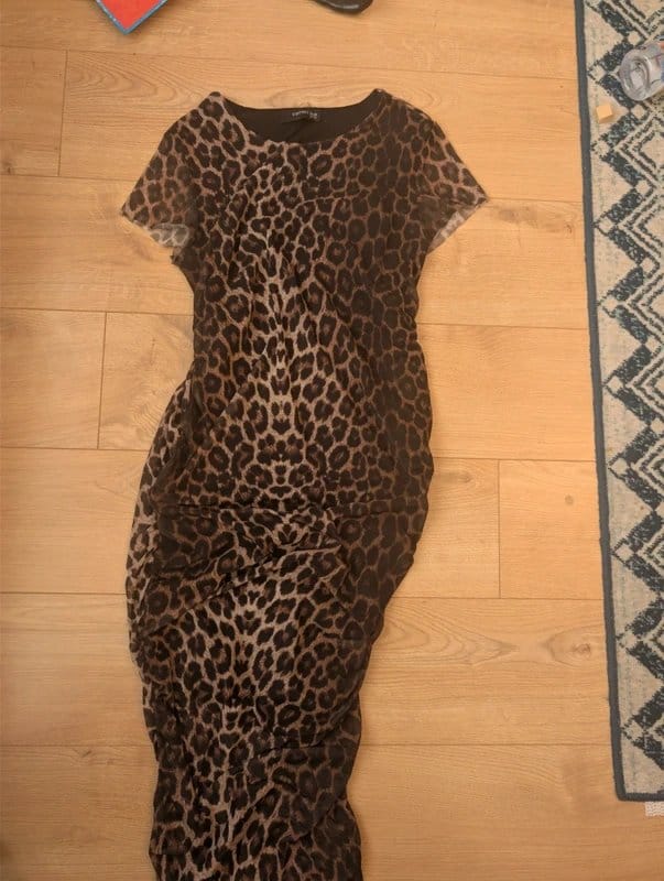 ASOS Maternity Leopard Ruched Midi Dress Size 12