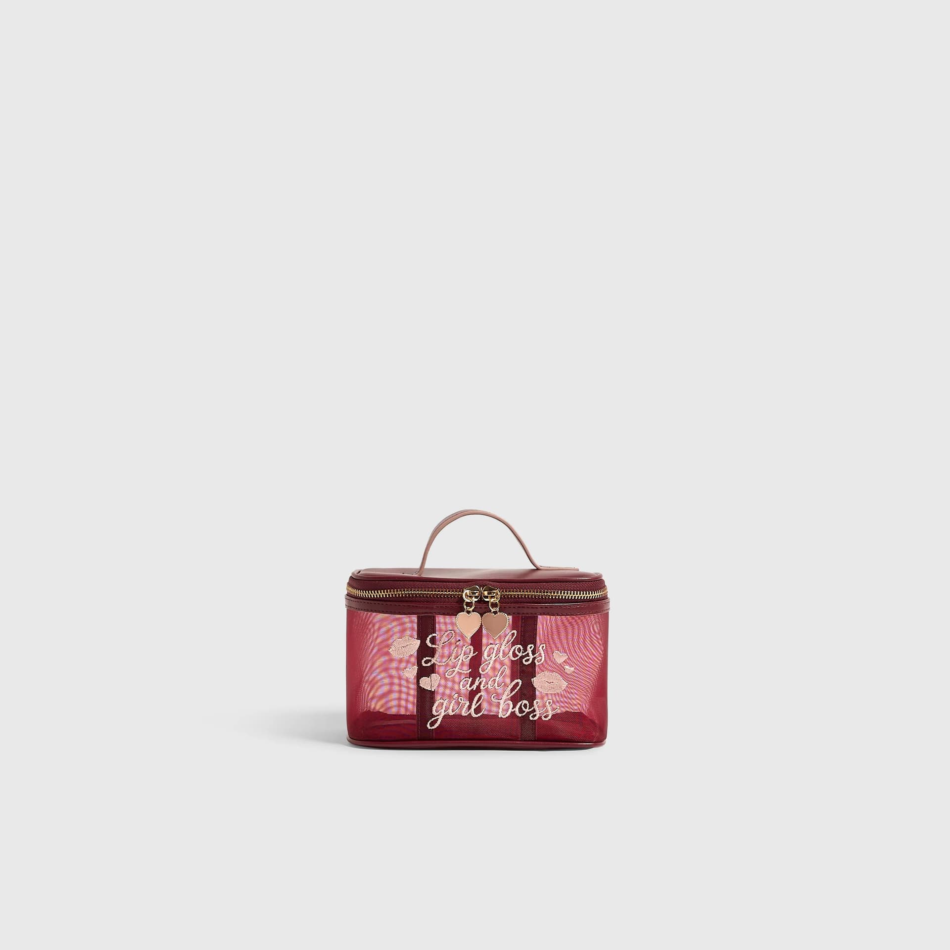 River Island River Island Womens Burgundy Mesh Makeup Vanity Bag
