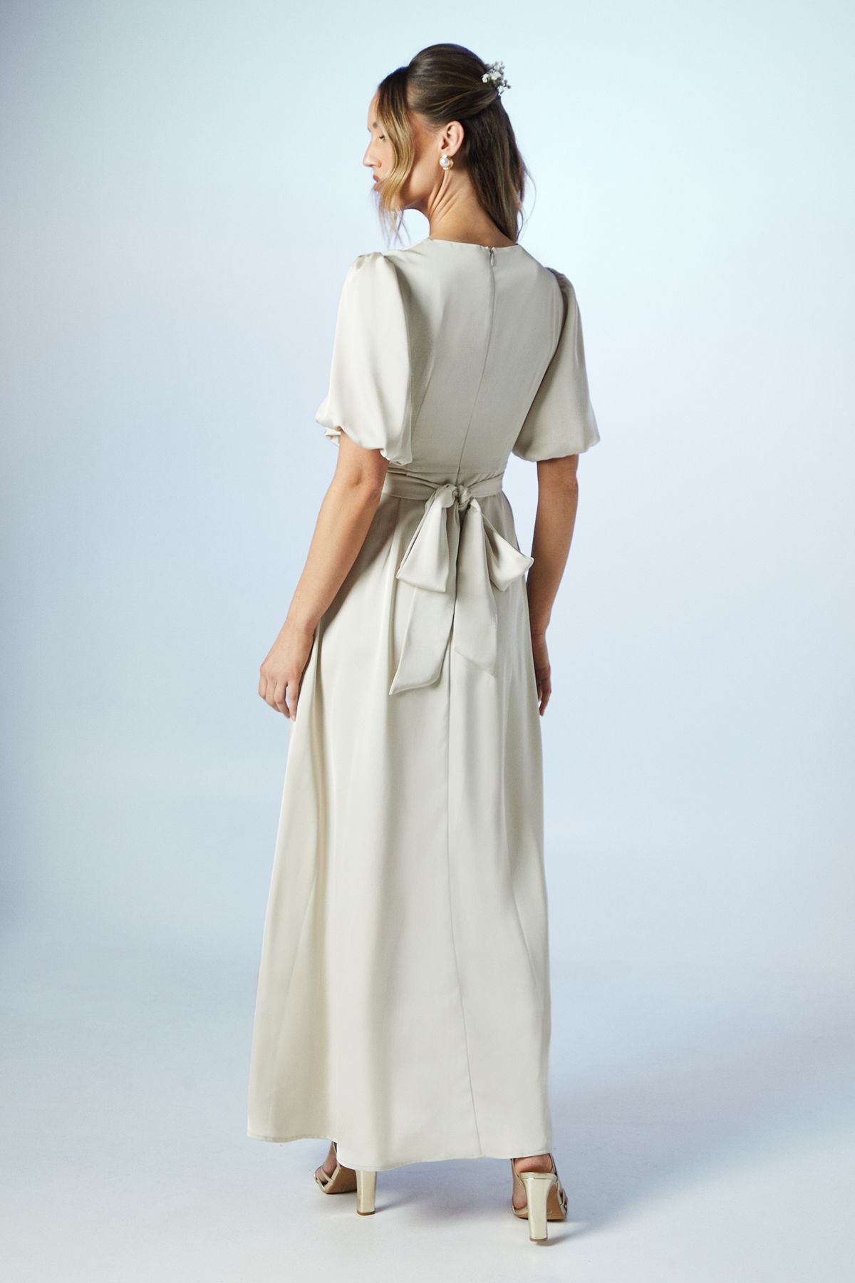 Coast Coast Women's Puff Sleeve A Line Skirt Bridesmaid Dress in Champagne - 3