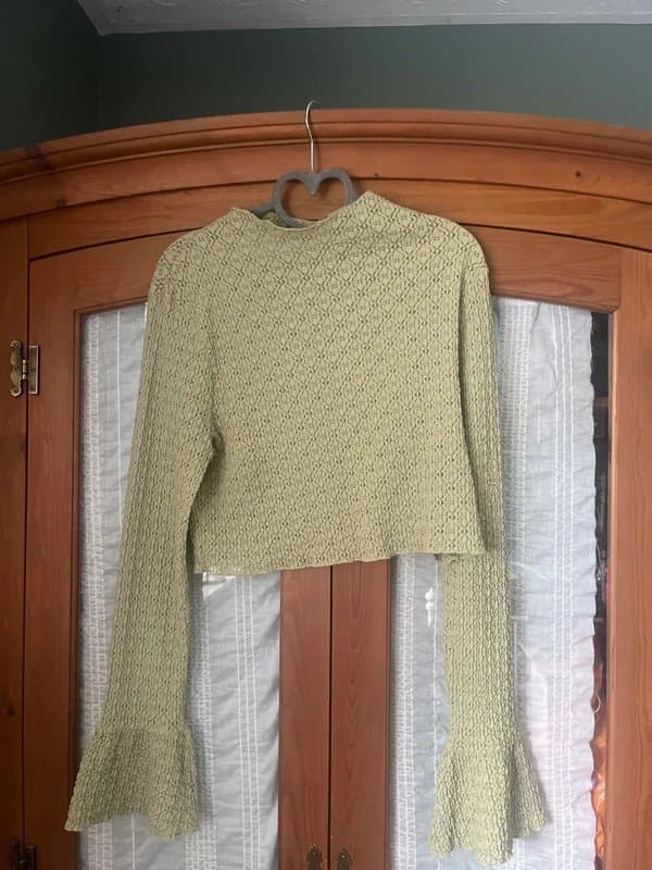 ASOS Design Crochet style flared sleeve high neck top