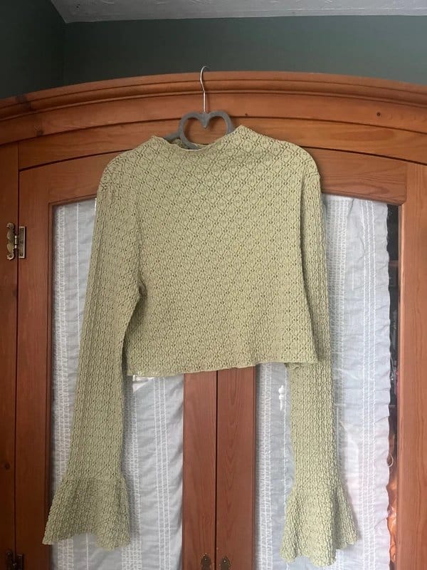 ASOS Design Pastel Green Crochet High Neck Top