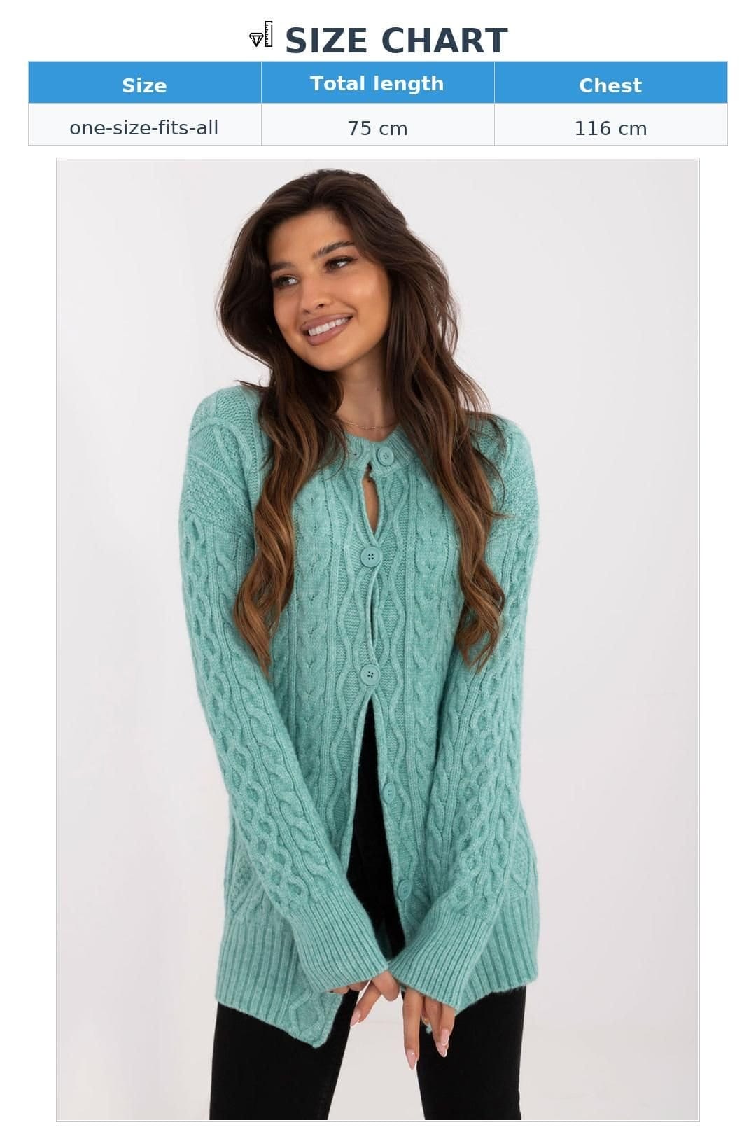 Love Lace Love Lace Women's Button Up Casual Cardigan Sweater with Texture in Green - 4