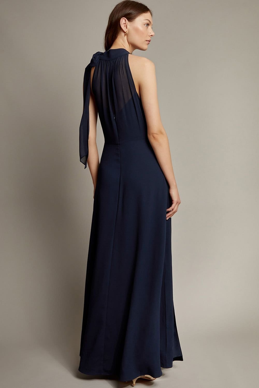 Monsoon Monsoon Women's Monika Halter Chiffon Maxi Dress Blue - 4