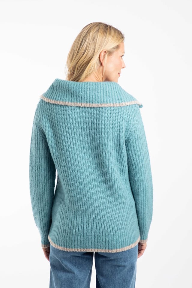 Weird Fish Weird Fish Women's Reza 1/4 Zip Knitted Jumper in Light Blue - 3