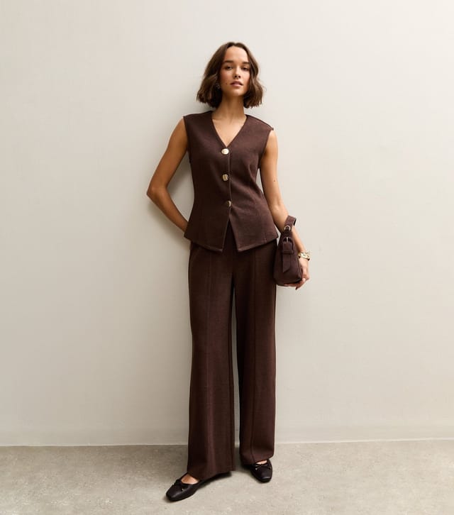 New Look Women's Dark Brown Soft Touch V-Neck Waistcoat New Look - 3