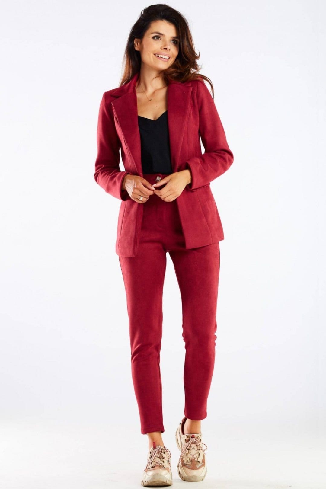 Love Lace Burgundy Tailored Cigarette Trousers