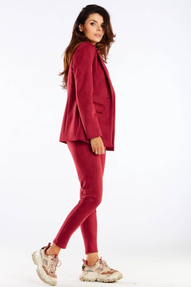 Love Lace Love Lace Women's Tailored Straight Leg Cigarette Trousers in Burgundy - 3