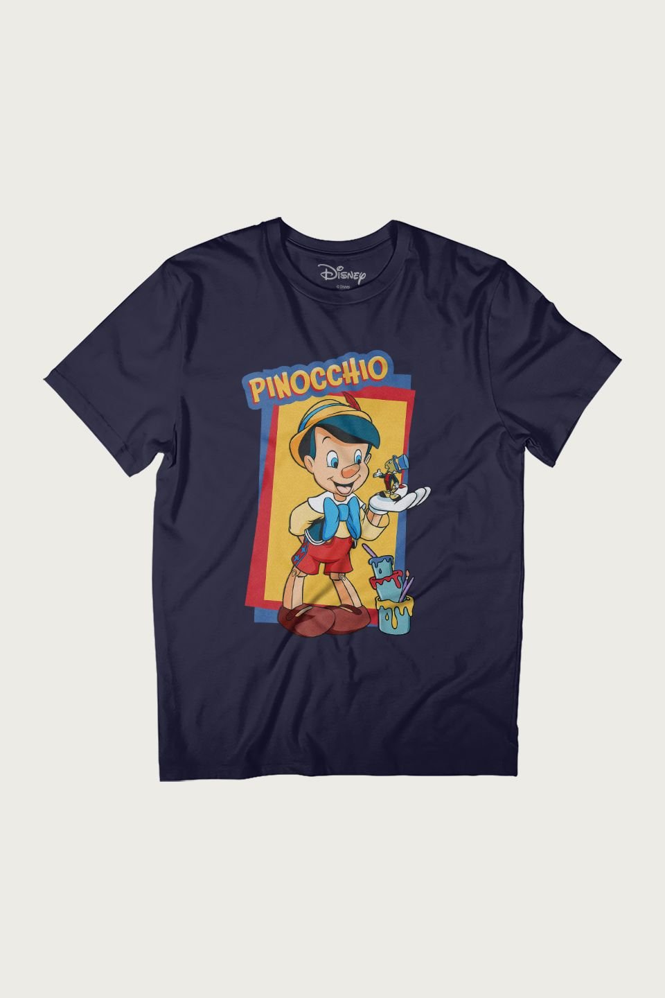 Pinocchio Pinocchio Men's DisneyJiminy Cricket In Palm Paint T-Shirt in Navy - 2