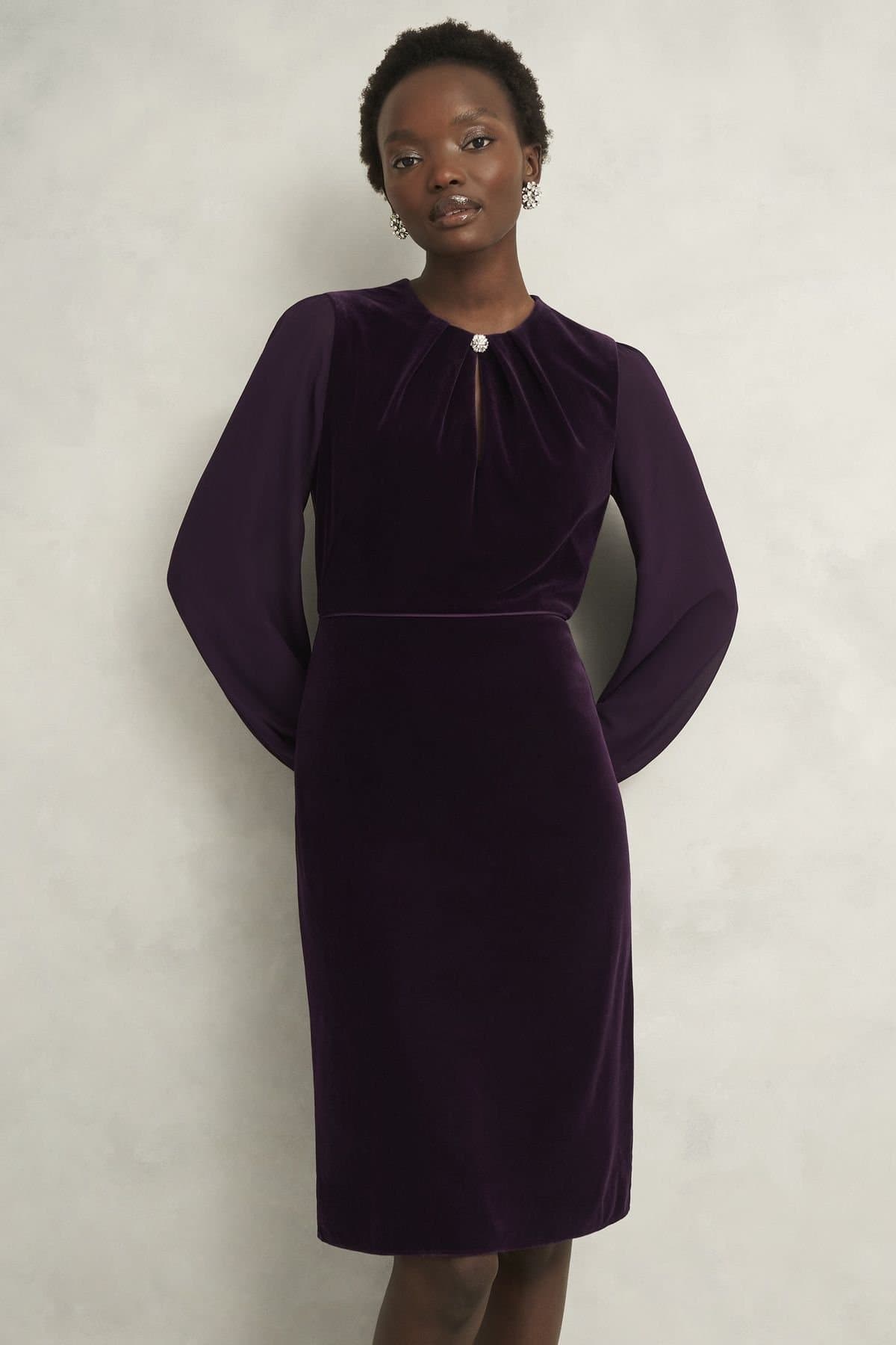 Hobbs London Hobbs London Women's WILLOW DRESS in Aubergine