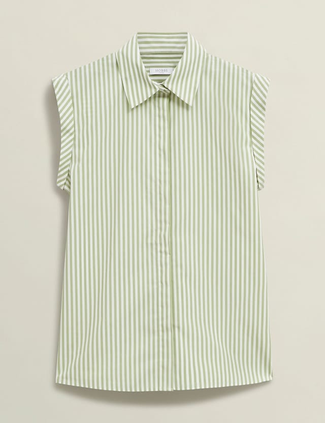 Hobbs London Hobbs London Women's Melanie Striped Sleeveless Shirt in Pale Green - 2