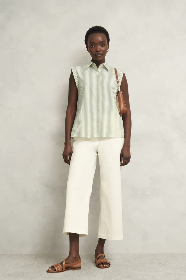 Hobbs London Hobbs London Women's Melanie Striped Sleeveless Shirt in Pale Green - 3