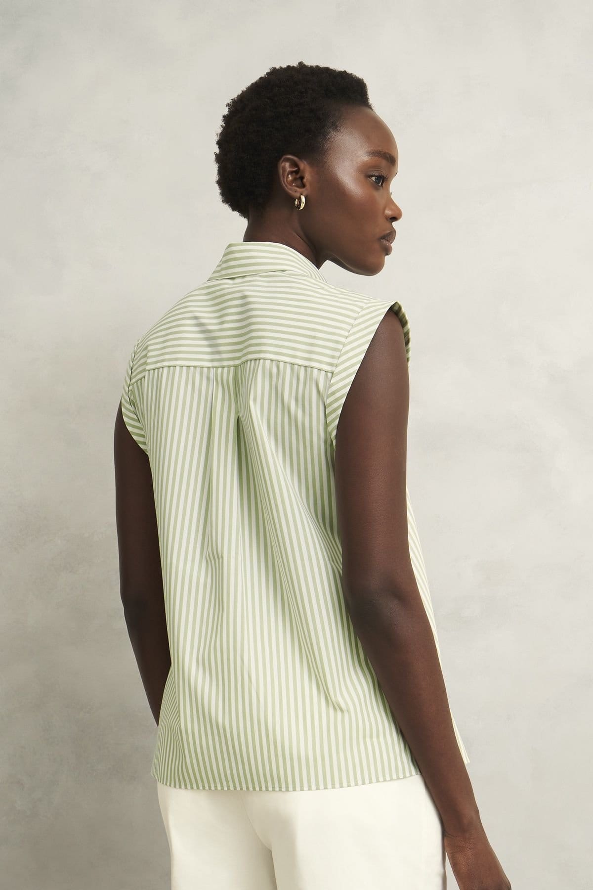Hobbs London Hobbs London Women's Melanie Striped Sleeveless Shirt in Pale Green - 4
