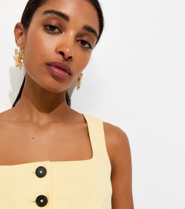 New Look Women's Yellow Linen Rich Thick Strap Waistcoat New Look - 3