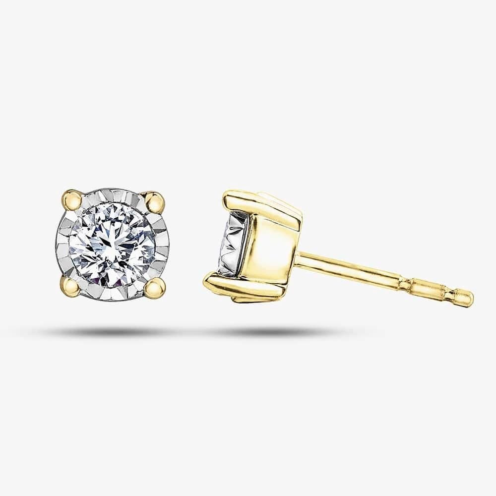 T.H.Baker T.H.Baker Women's 9ct Two Colour Gold 0.10ct Diamond Stud Earrings E4058YW/10-10