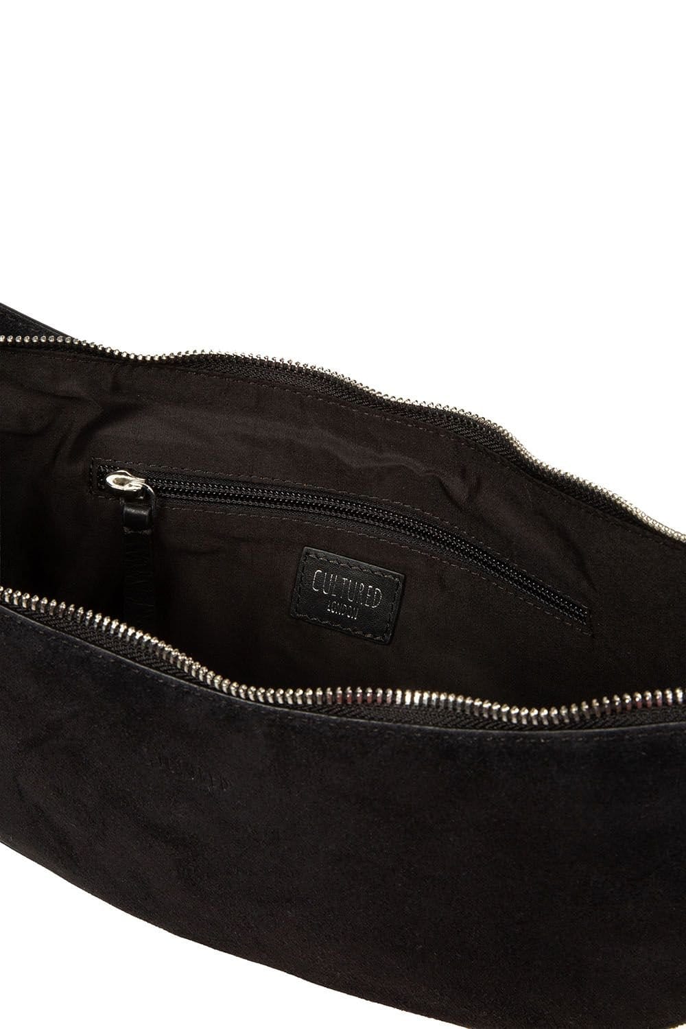 Cultured London Cultured London Women's 'Carine' Suede Cross Body Bag in Black - 4