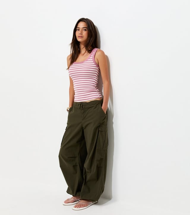 New Look Women's Pink Striped Scoop Neck Wide Strap Vest New Look - 3