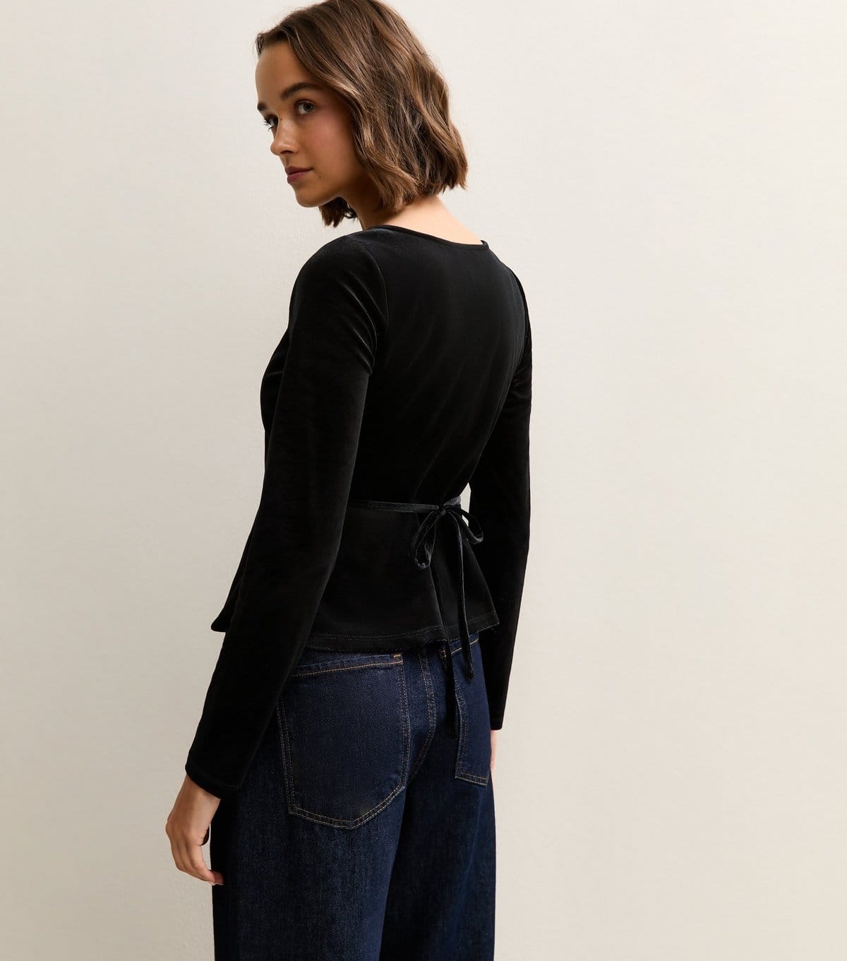 New Look Women's Black Velvet Gem Button Long Sleeve Top New Look - 4
