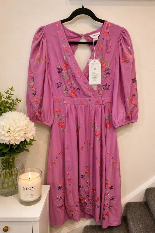 Monsoon Monsoon Embroidered Lilac Midi Dress – Size 8 – New with Tags