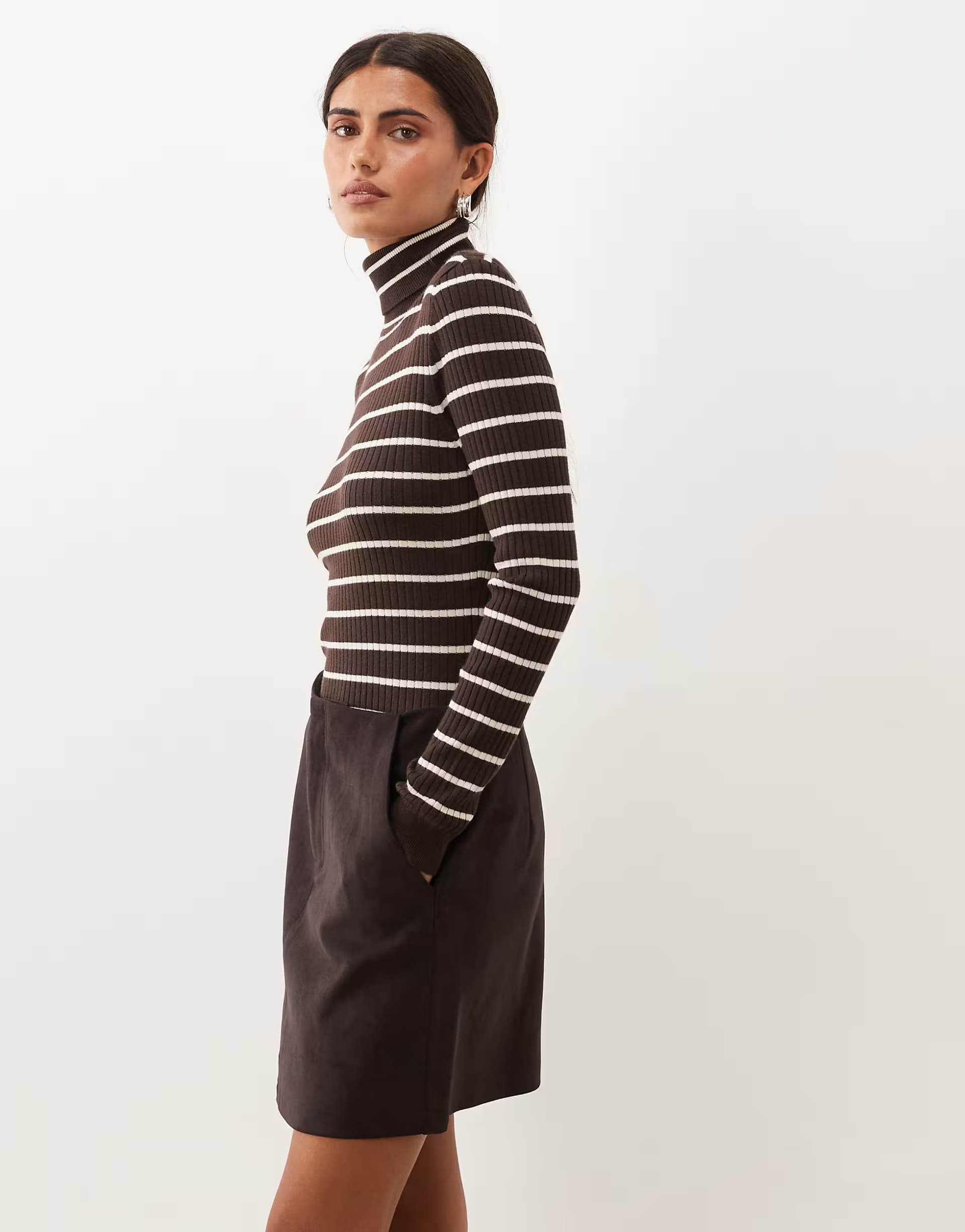 ASOS Threadbare suedette mini skirt in chocolate