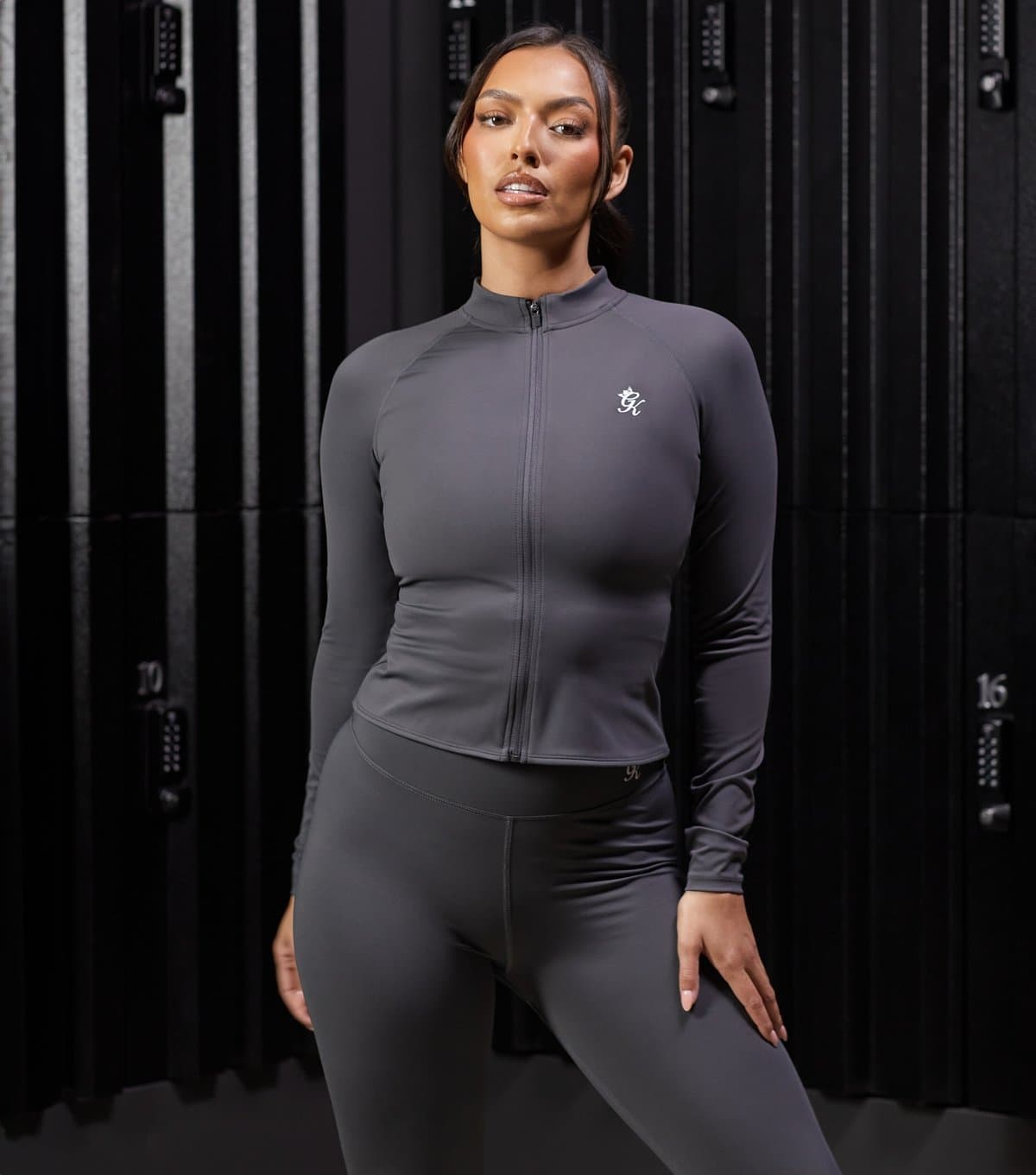 Gym King Gym King Dark Grey Zip Up Long Sleeve Top