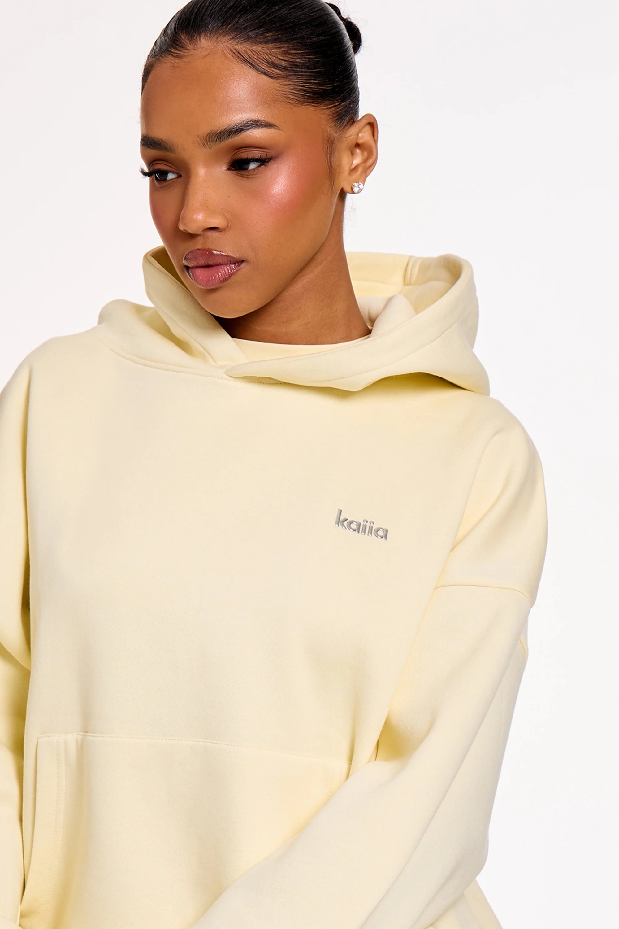Kaiia Kaiia Chrome Logo Oversized Hoodie Lemon - 2
