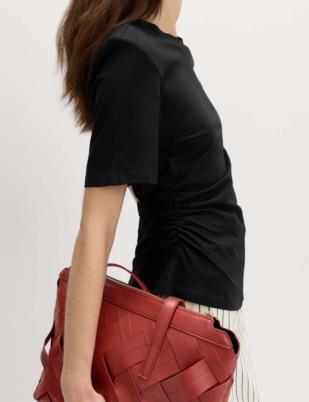 Marks & Spencer M&S Pure Cotton Asymmetric Hem T-Shirt Black - 3