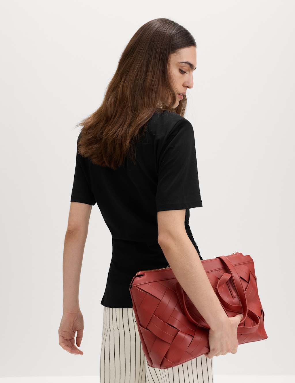 Marks & Spencer M&S Pure Cotton Asymmetric Hem T-Shirt Black - 4