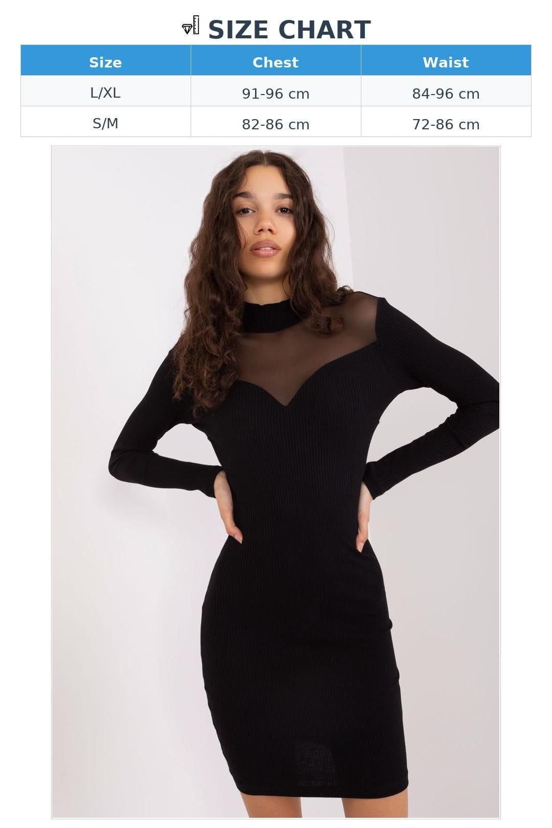 Love Lace Love Lace Women's Cotton Long Sleeve Pencil Dress with Sheer Back in Black - 4
