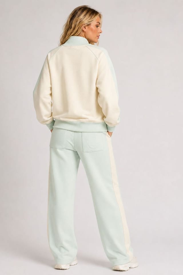 STYLEWISE STYLEWISE Women's Fleece Co-ord Zip-Up Jacket & Jogger Set in Mint - 3