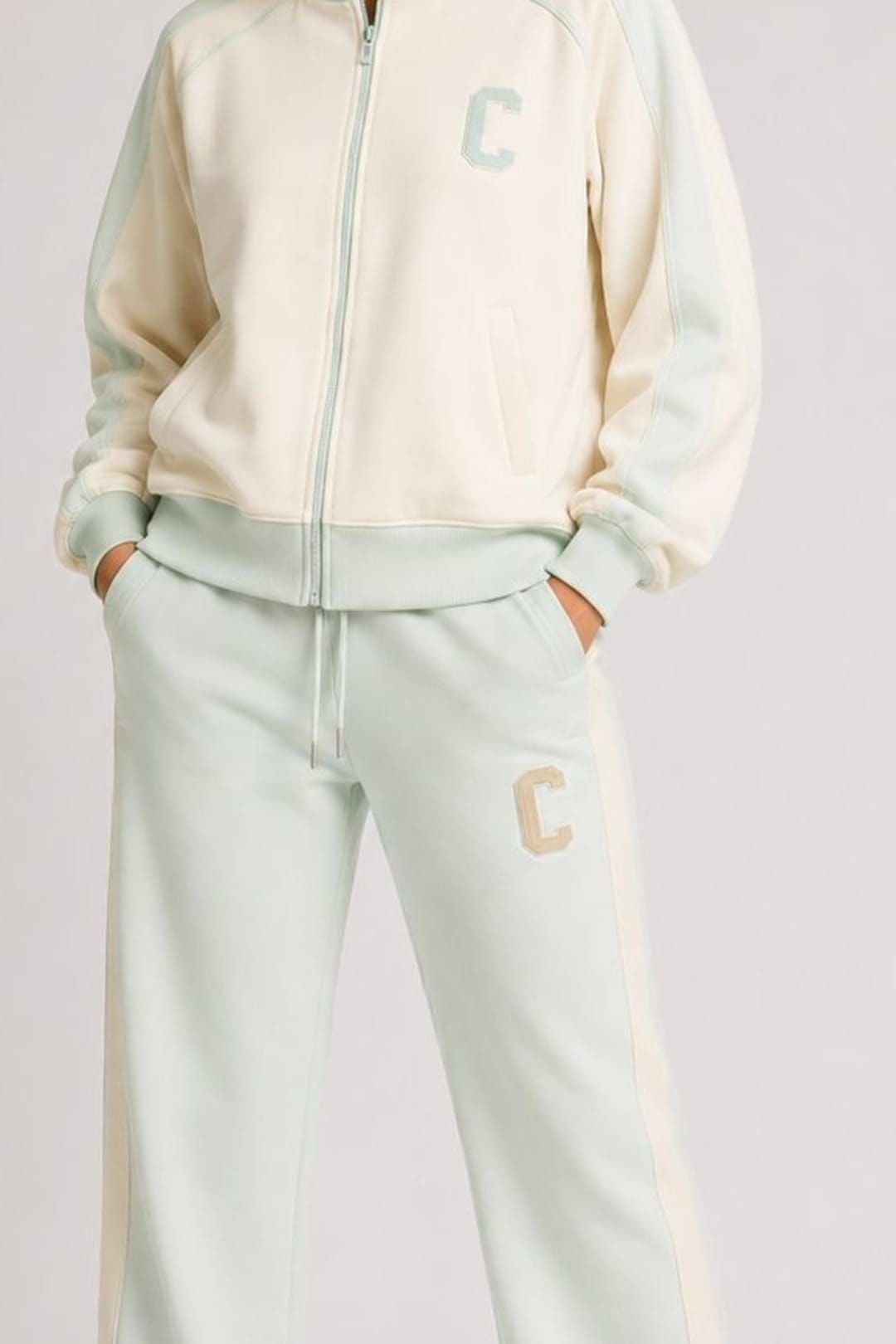 STYLEWISE STYLEWISE Women's Fleece Co-ord Zip-Up Jacket & Jogger Set in Mint - 4