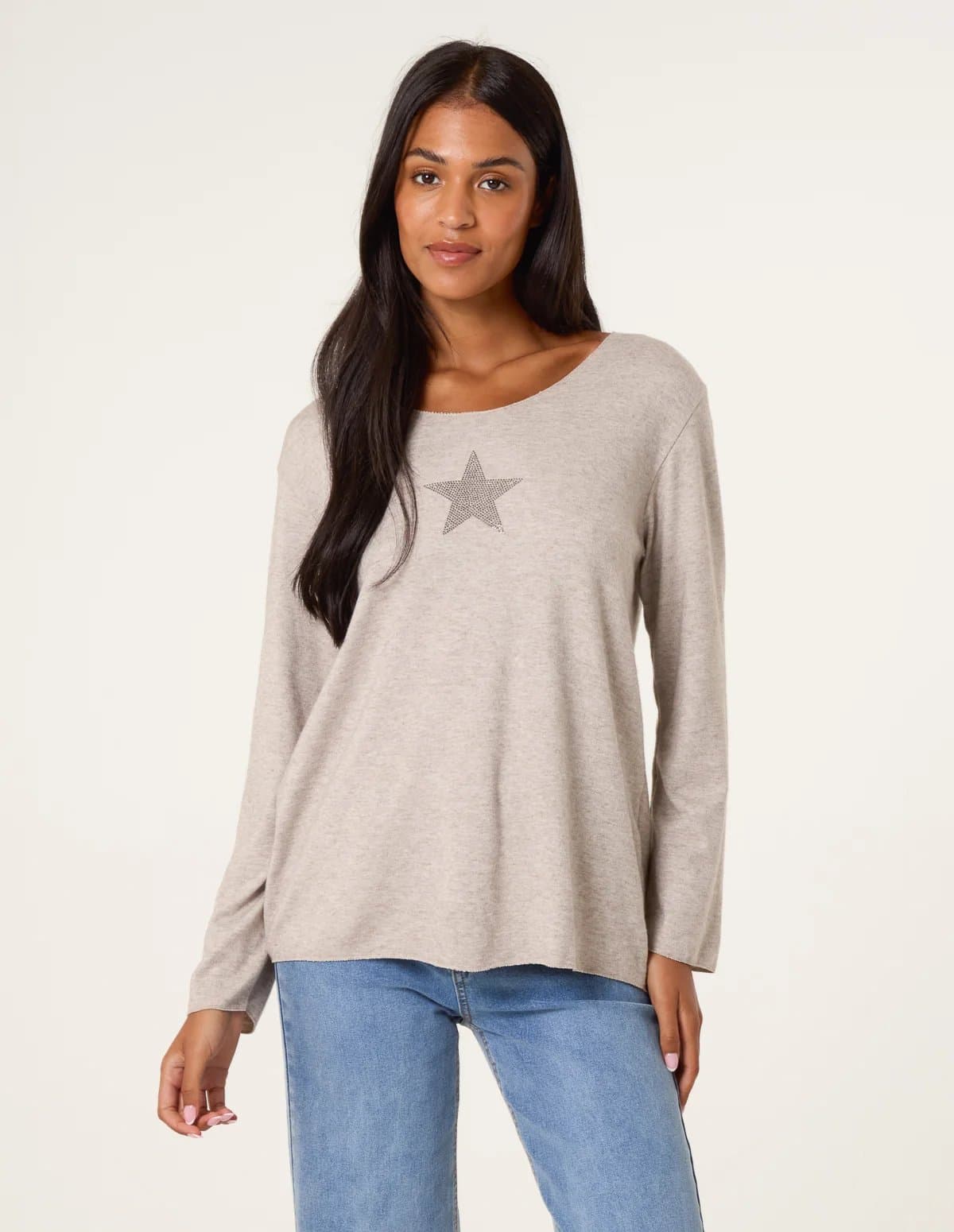 Blue Vanilla Diamante Star Long Sleeve Jumper