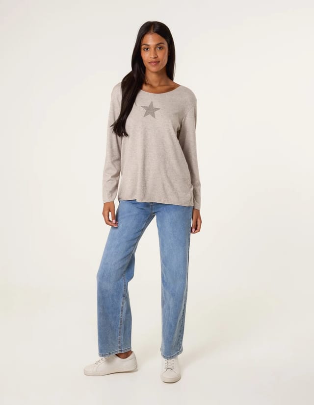 Blue Vanilla Diamante Star Long Sleeve Jumper - 2
