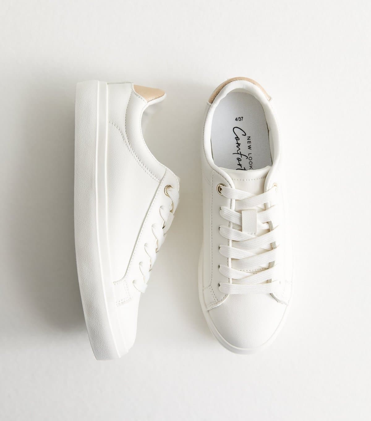 New Look New Look White Faux Leather Contrast Heel Tab Trainers