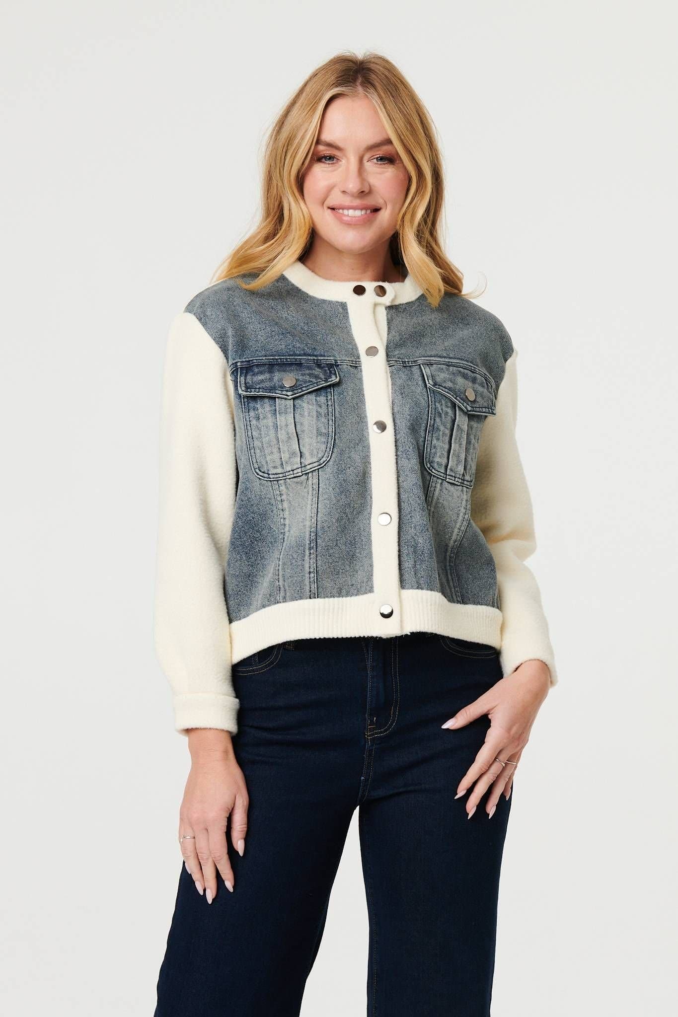 Izabel London Izabel London Off-White Denim Boxy Jacket