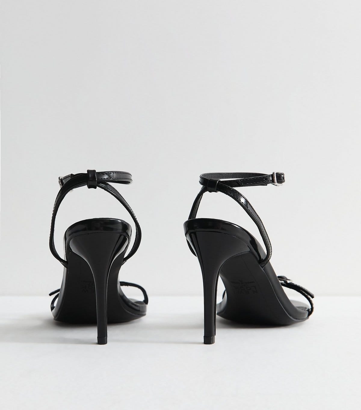 New Look Women's Black Faux Leather Buckle Strap Stiletto Sandals Vegan New Look - 4