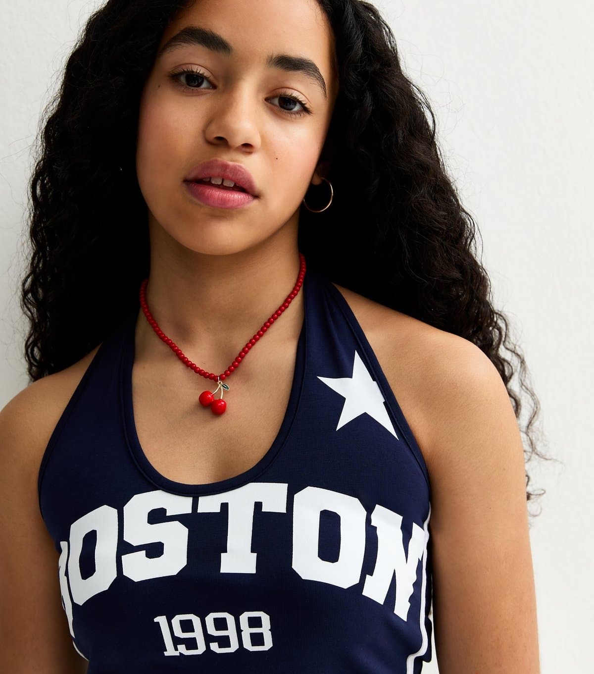 New Look New Look Navy Jersey Halterneck Crop Top