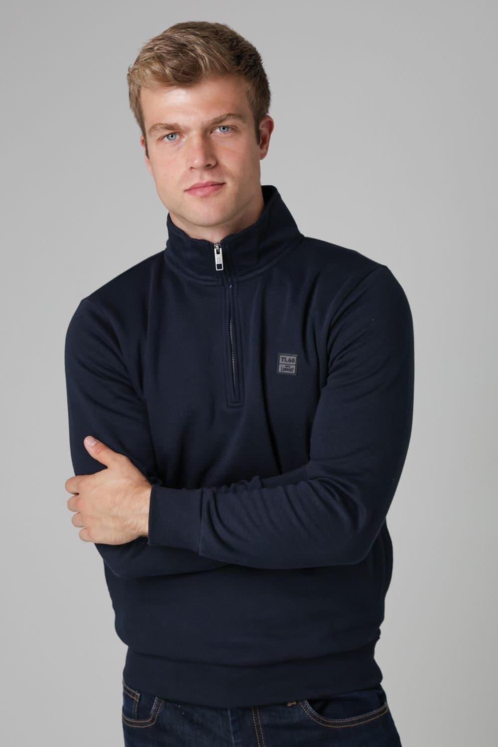 Tokyo Laundry Tokyo Laundry Men's Cotton Blend Quarter Zip Sweatshirt in Dark Navy