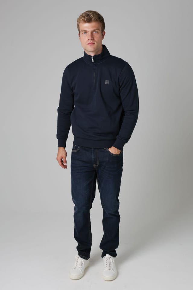 Tokyo Laundry Tokyo Laundry Men's Cotton Blend Quarter Zip Sweatshirt in Dark Navy - 3