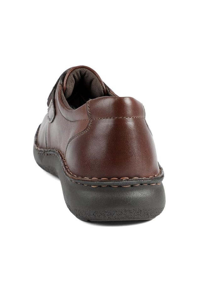 Pavers Pavers Men's Wide Fit Leather Smart Adjustable Fit Shoes in Dark Brown - 3