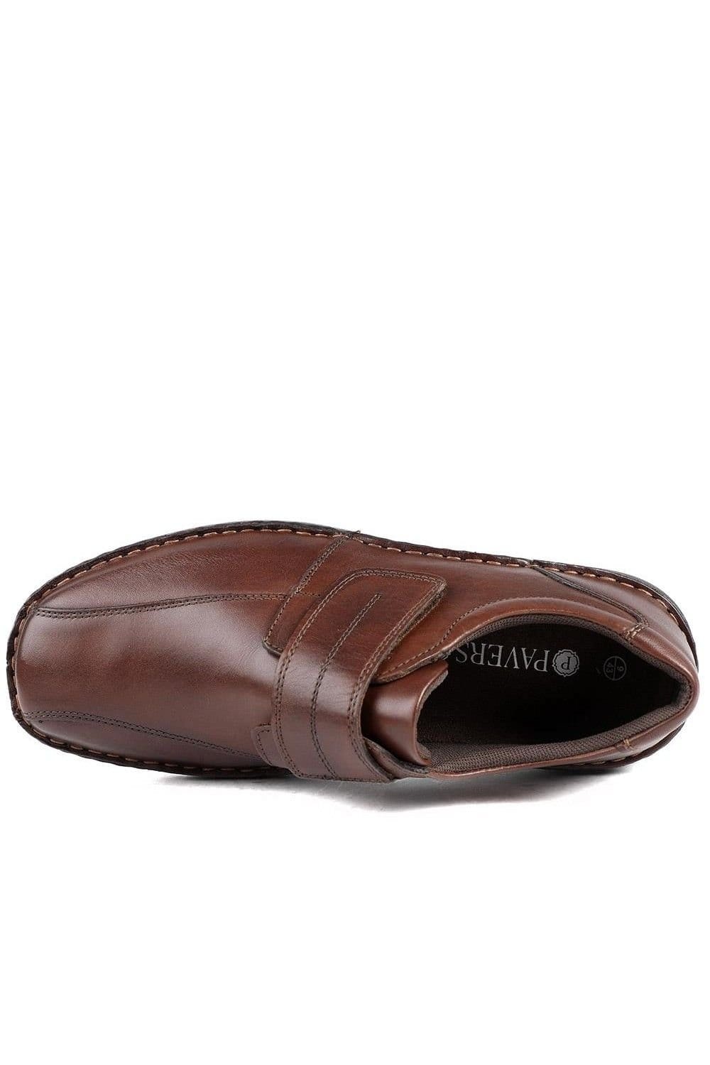 Pavers Pavers Men's Wide Fit Leather Smart Adjustable Fit Shoes in Dark Brown - 4