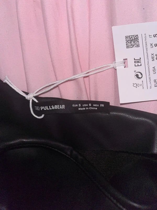 Pull&Bear Black Faux Leather Cami Top, Size S