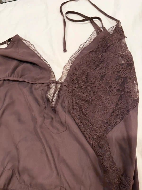 Bershka Brown silk lace top