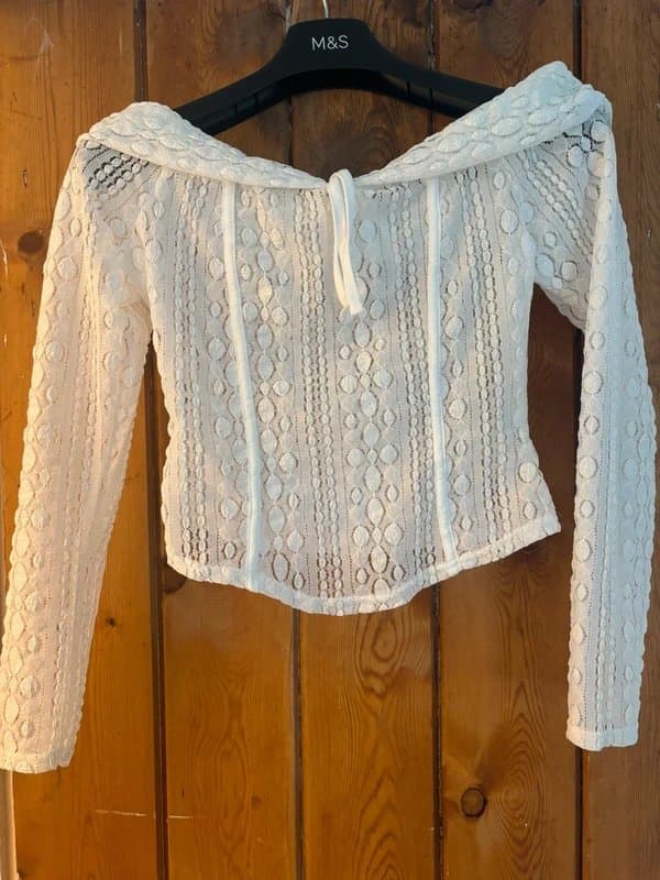 ASOS ASOS Design White Crochet Off Shoulder Top