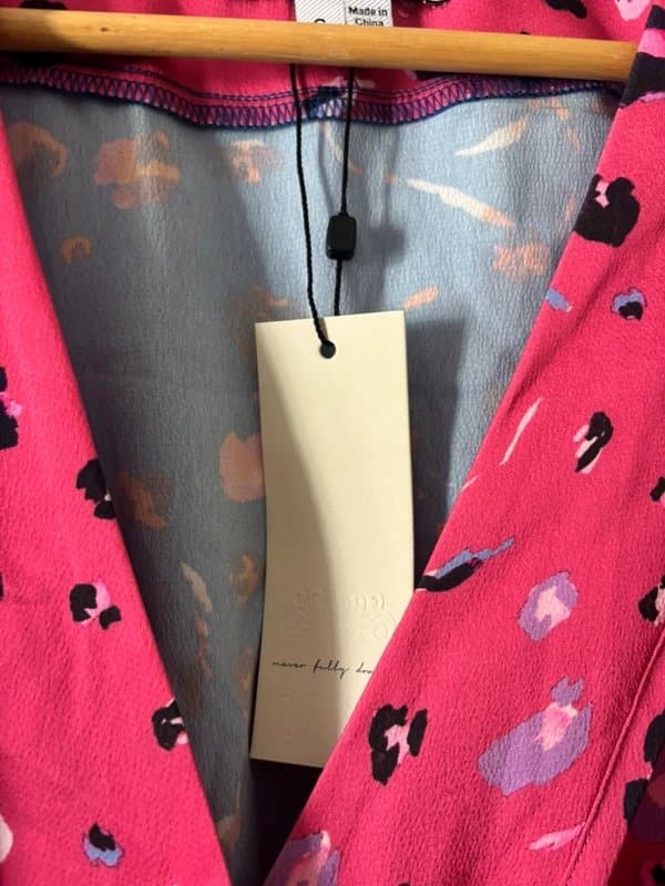 Never Fully Dressed Never Fully Dressed Paloma Spliced Wrap Dress Blue & Pink Leopard Print BNWT UK 8