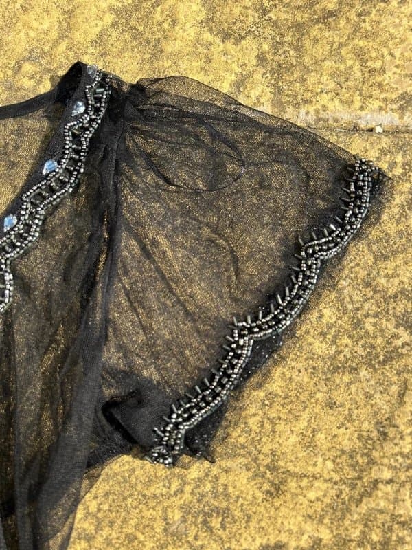 New Look 90’s vintage old label New Look embellished beaded sheer black floaty top